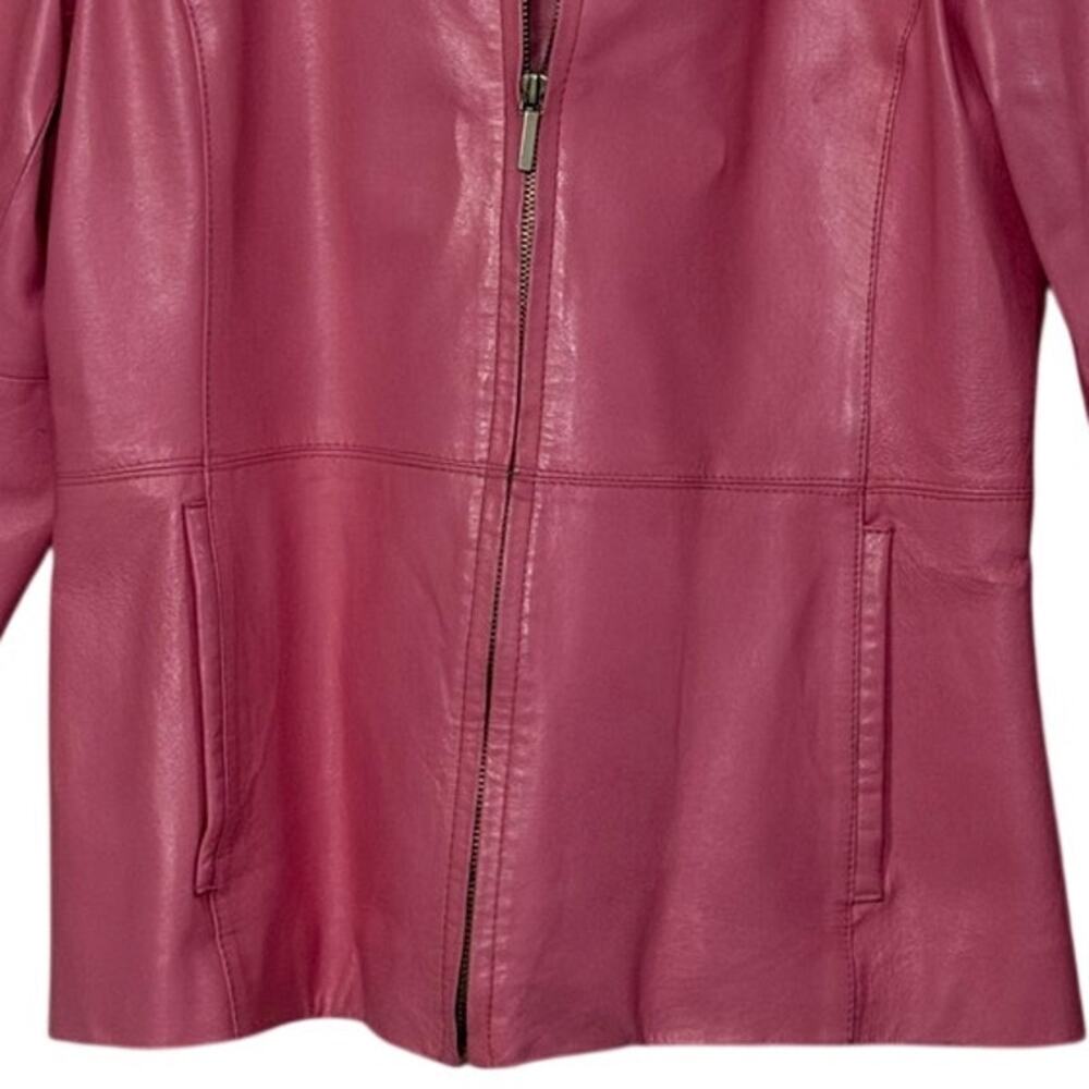 Worthington Vintage Bubblegum Pink Genuine Leather Zip Jacket Womens M - Picture 5 of 9